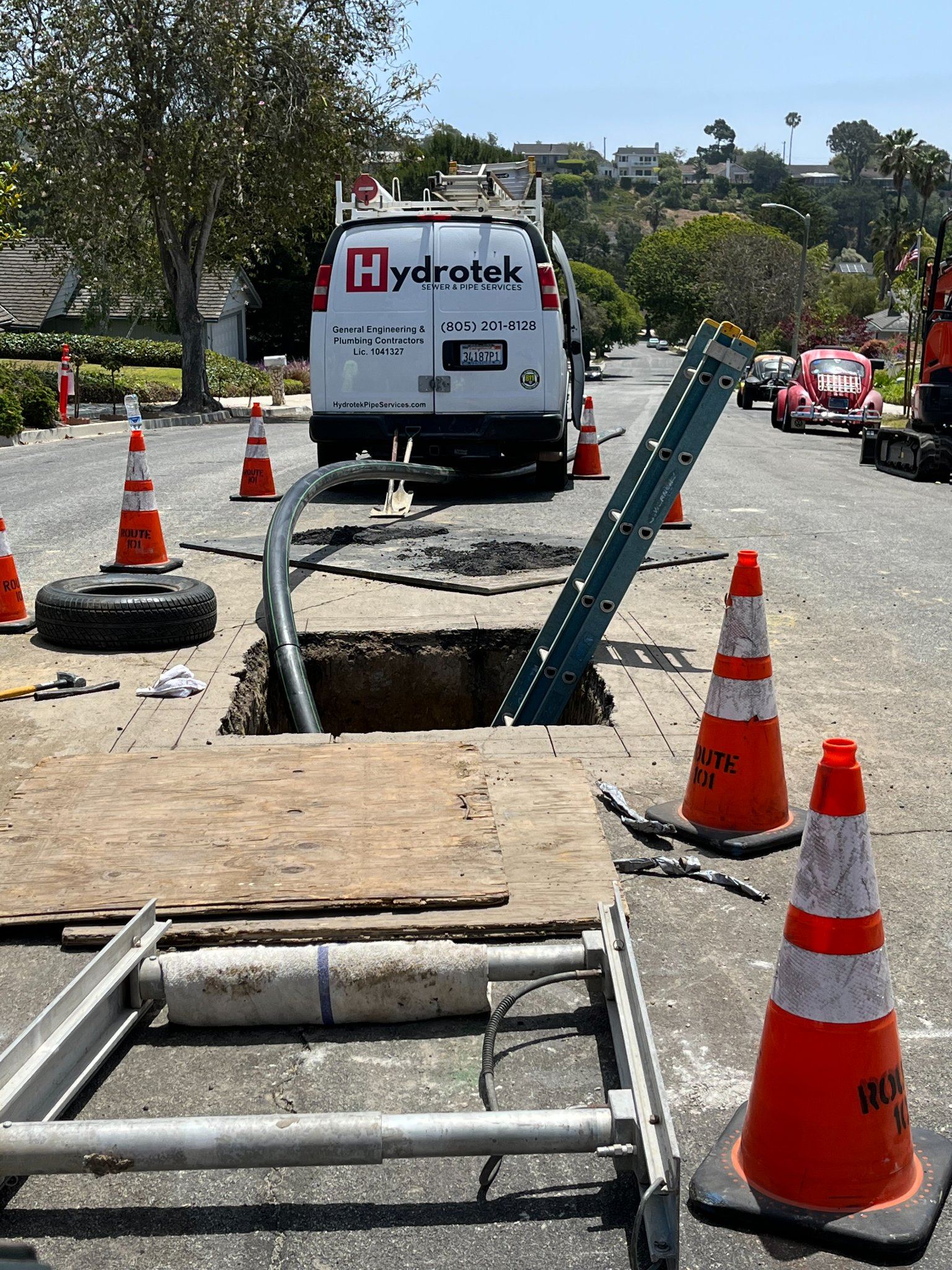 trenchless sewer job site